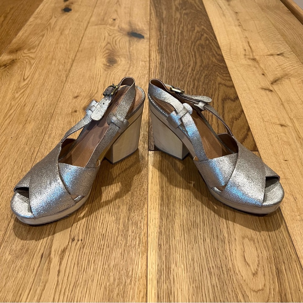 Anthropologie Gee WaWa Paige platform wooden clogs/sandals sling back